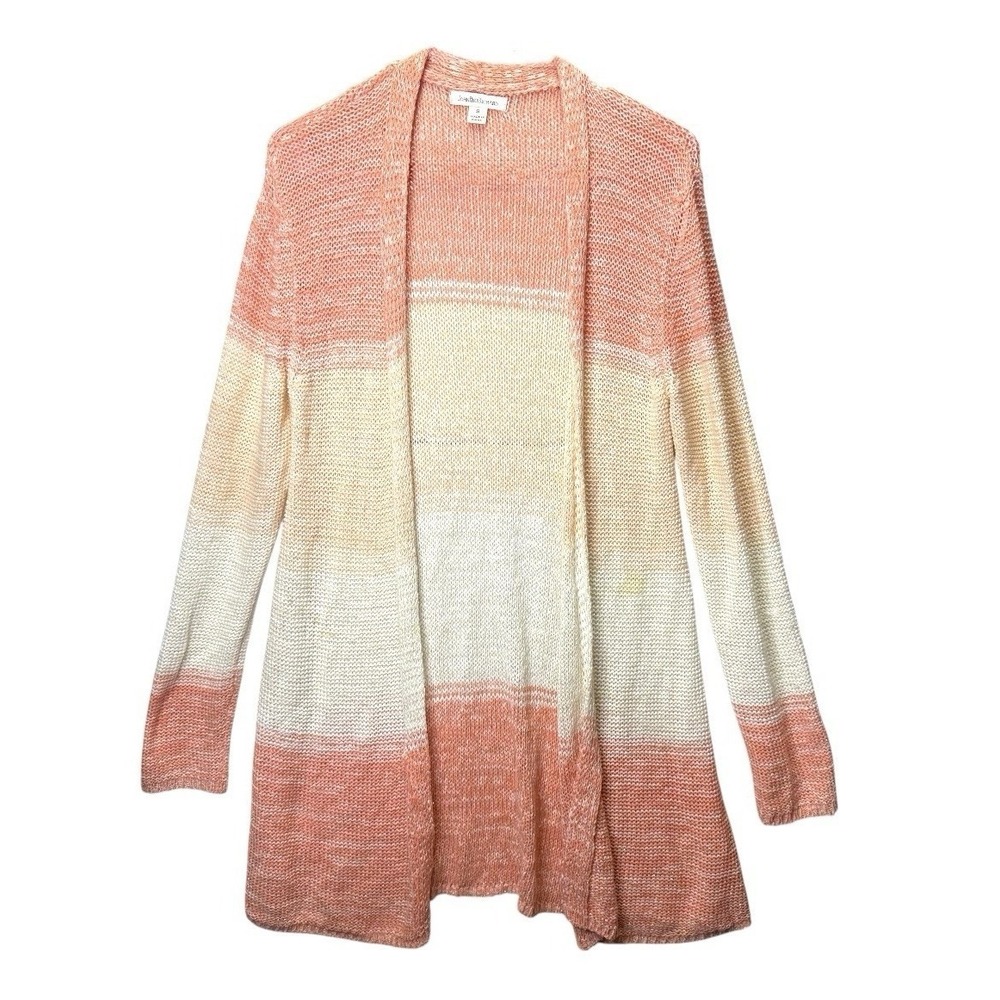 John Paul Richard Women's Size S Orange, Peach and Cream Open Front Cardigan